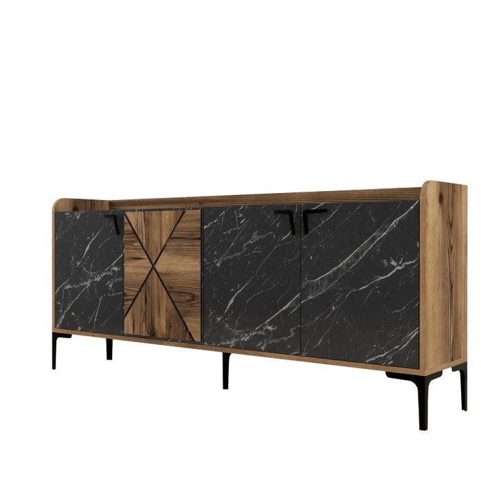 Hanah Home Venedik Consola Nogal y Negro Mármol Hanah Home Venedik Consola Nogal y Negro Mármol